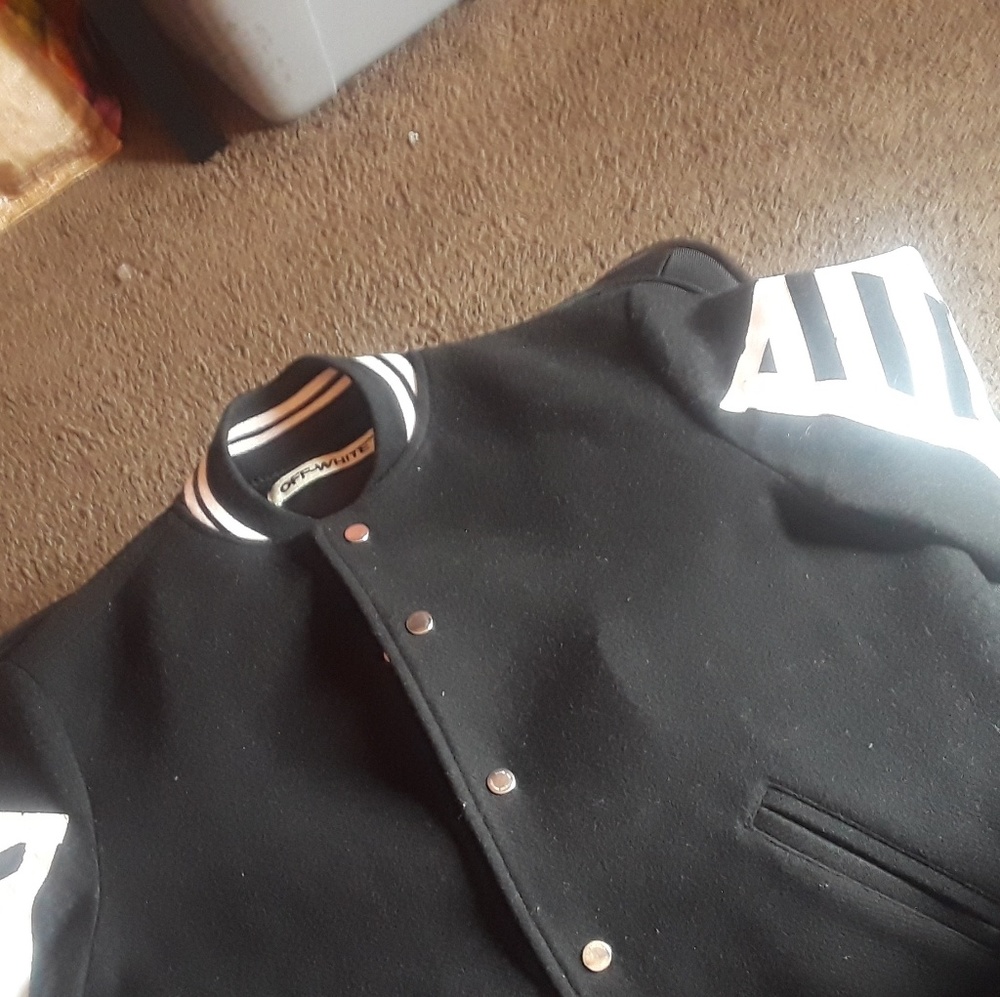 Off-white letterman jacket